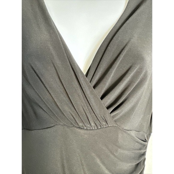 Lauren Ralph Lauren Black Sleeveless Stretch Jersey Dress Size 10 Ruched Holiday - Picture 4 of 7